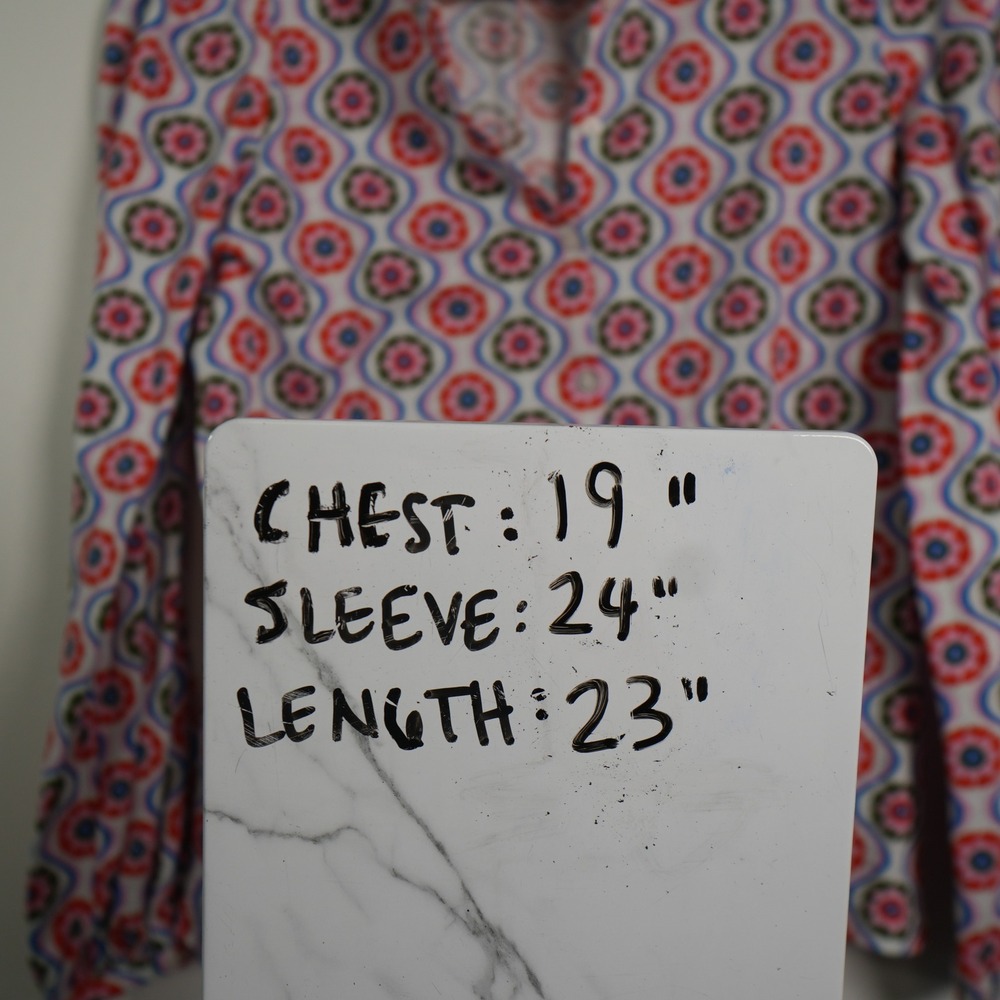 Boden‎ Button Down Top Womens 6 Multicolor Retro Floral Geometric Cotton T1520 - Picture 6 of 8